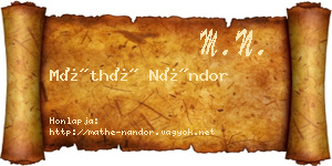 Máthé Nándor névjegykártya