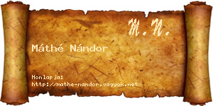Máthé Nándor névjegykártya